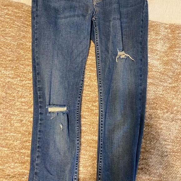 Free People Skinny Ripped Jeans with Frayed Cuffs - Picture 4 of 5